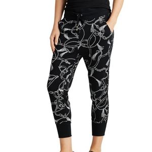 Lauren Ralph Lauren Black Equestrian Print Joggers Size-Large